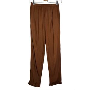 Me & Arrow Canyon Brown Bamboo Cotton Pull On Cuff Pants - Small